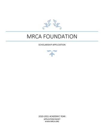 Foundation Scholarship Application Foundation Scholarship Application